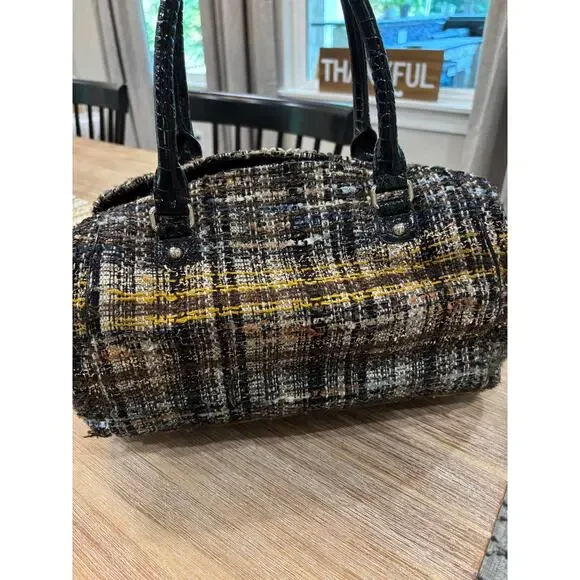 Kate spade Vintage Patent Trim Tweed Handle Bag with strap - Picture 3 of 11